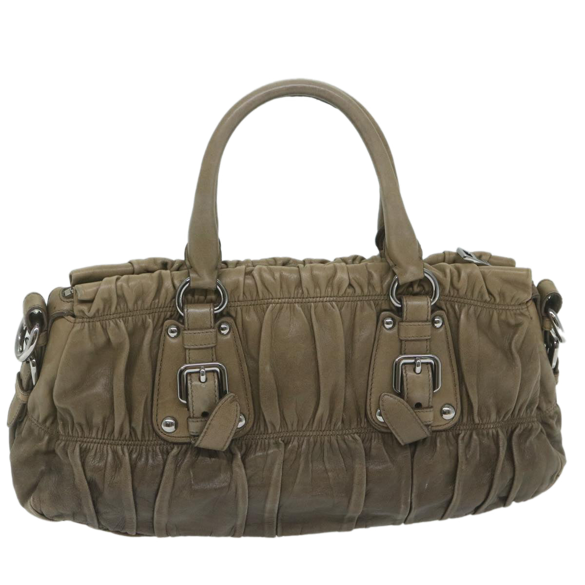 PRADA Hand Bag Leather 2way Brown 61416