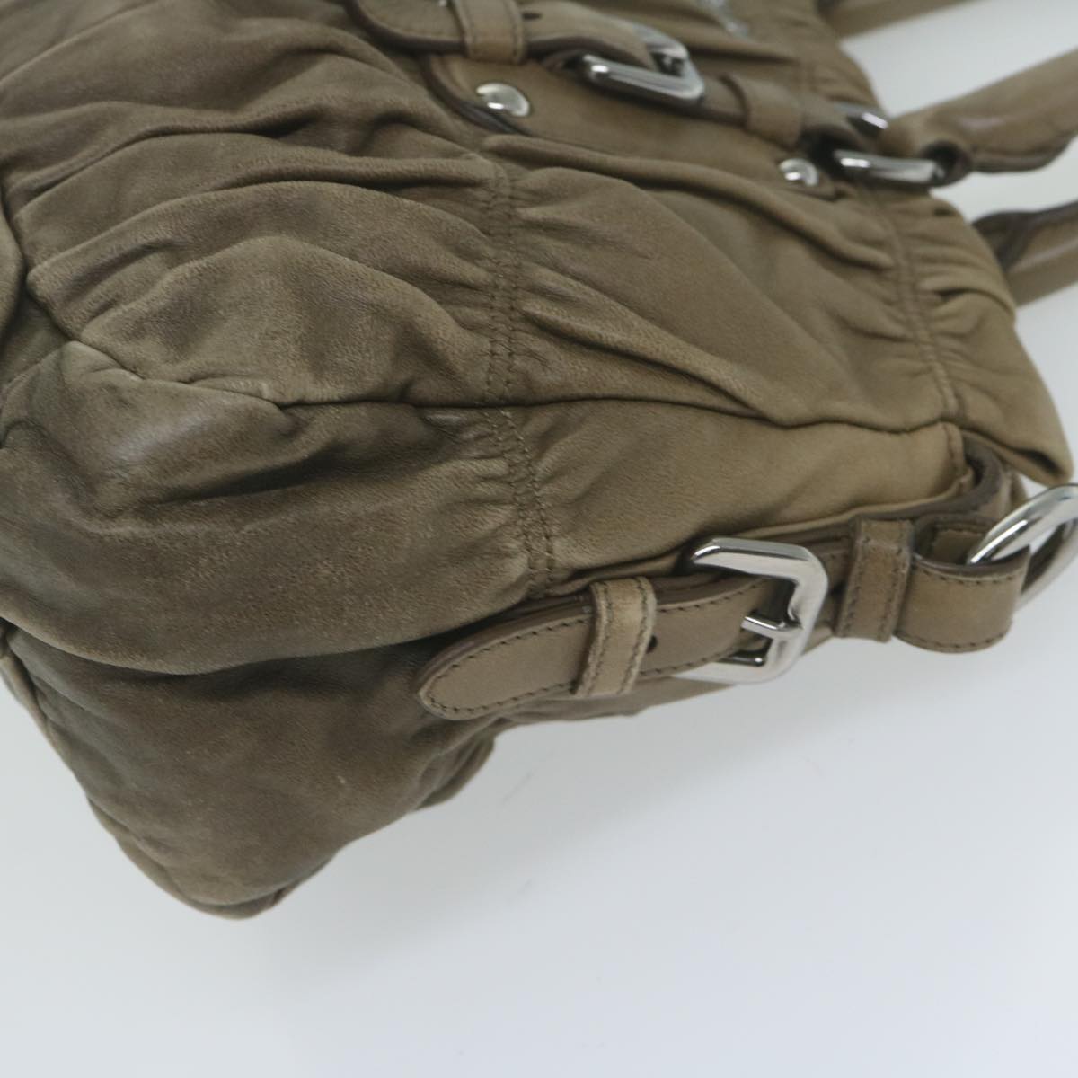 PRADA Hand Bag Leather 2way Brown 61416
