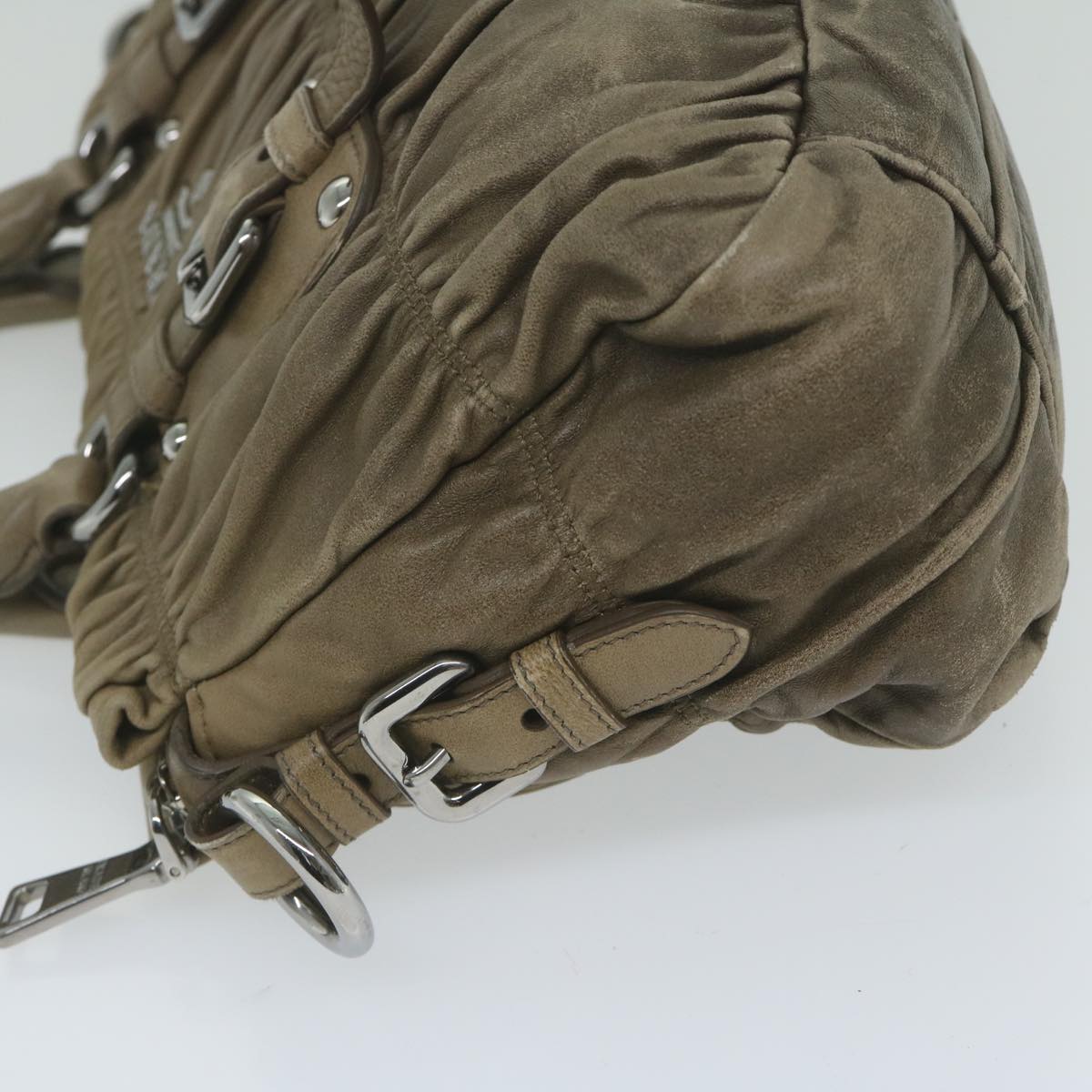 PRADA Hand Bag Leather 2way Brown 61416