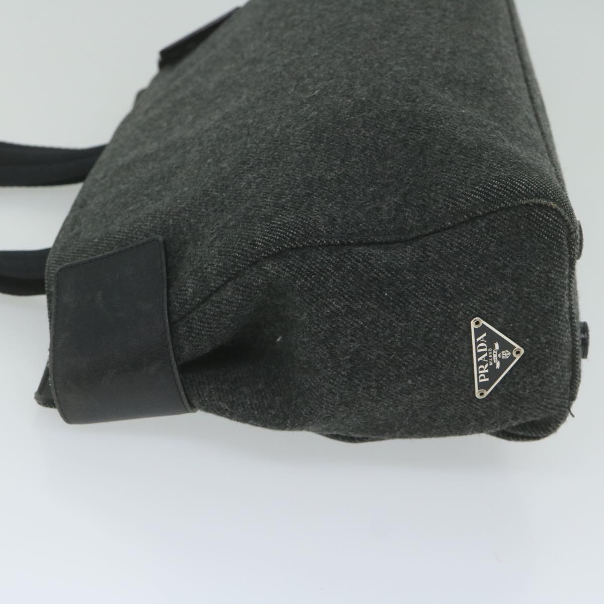 PRADA Hand Bag Wool Gray 61417