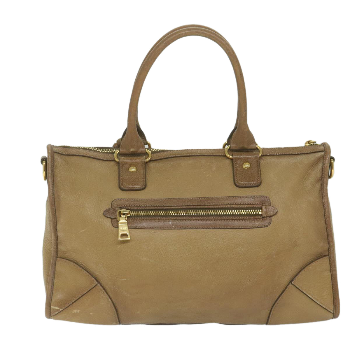 PRADA Hand Bag Leather 2way Brown 61418
