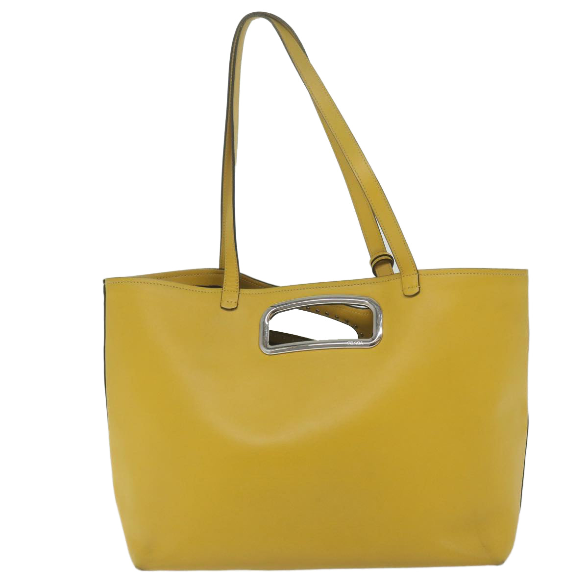 PRADA Tote Bag Leather Yellow 61631