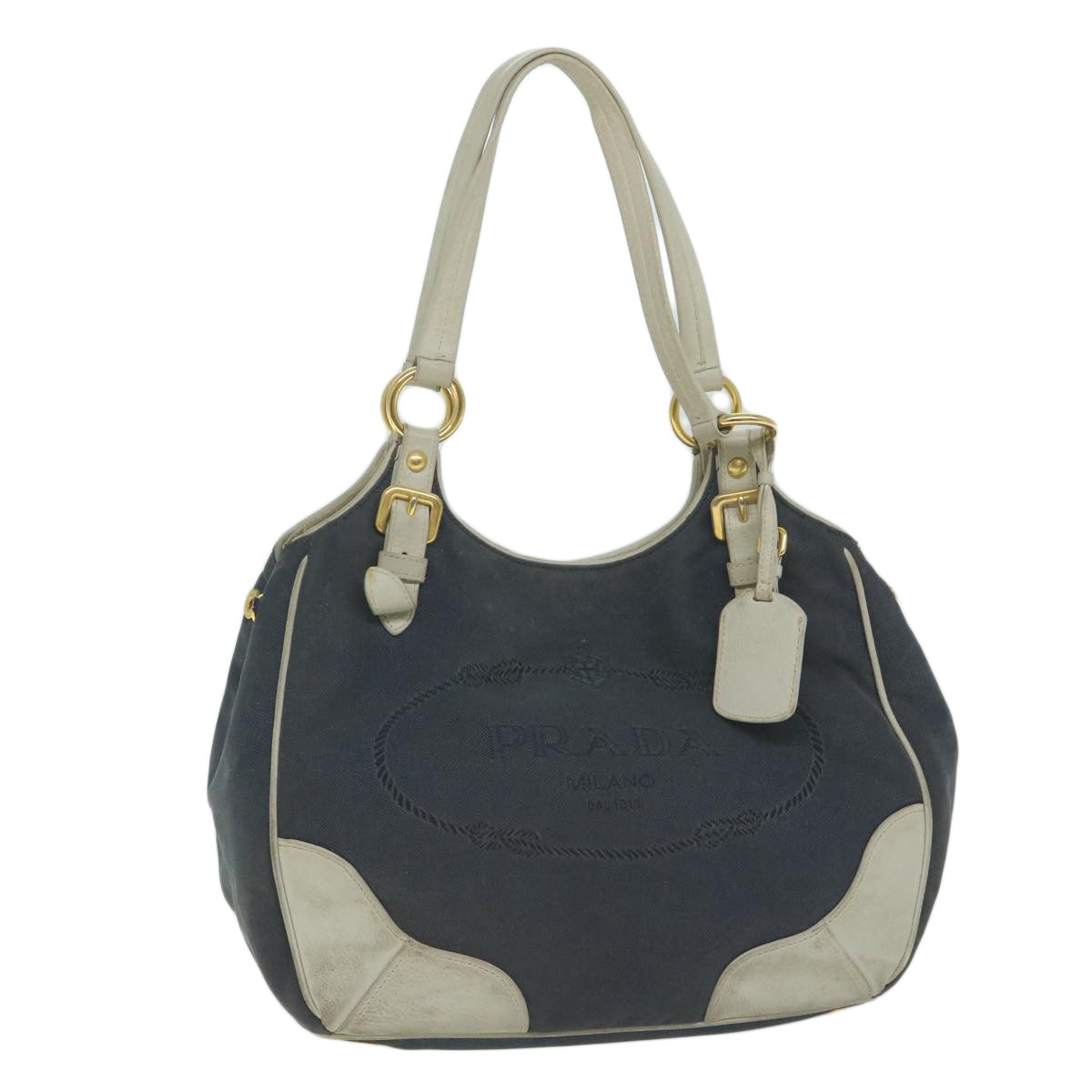 PRADA Tote Bag Canvas Navy 61635