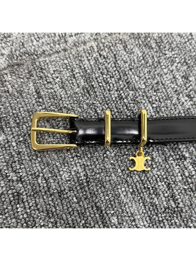 CELINE Taurillon Leather Elegant Charm 1 Belt Black