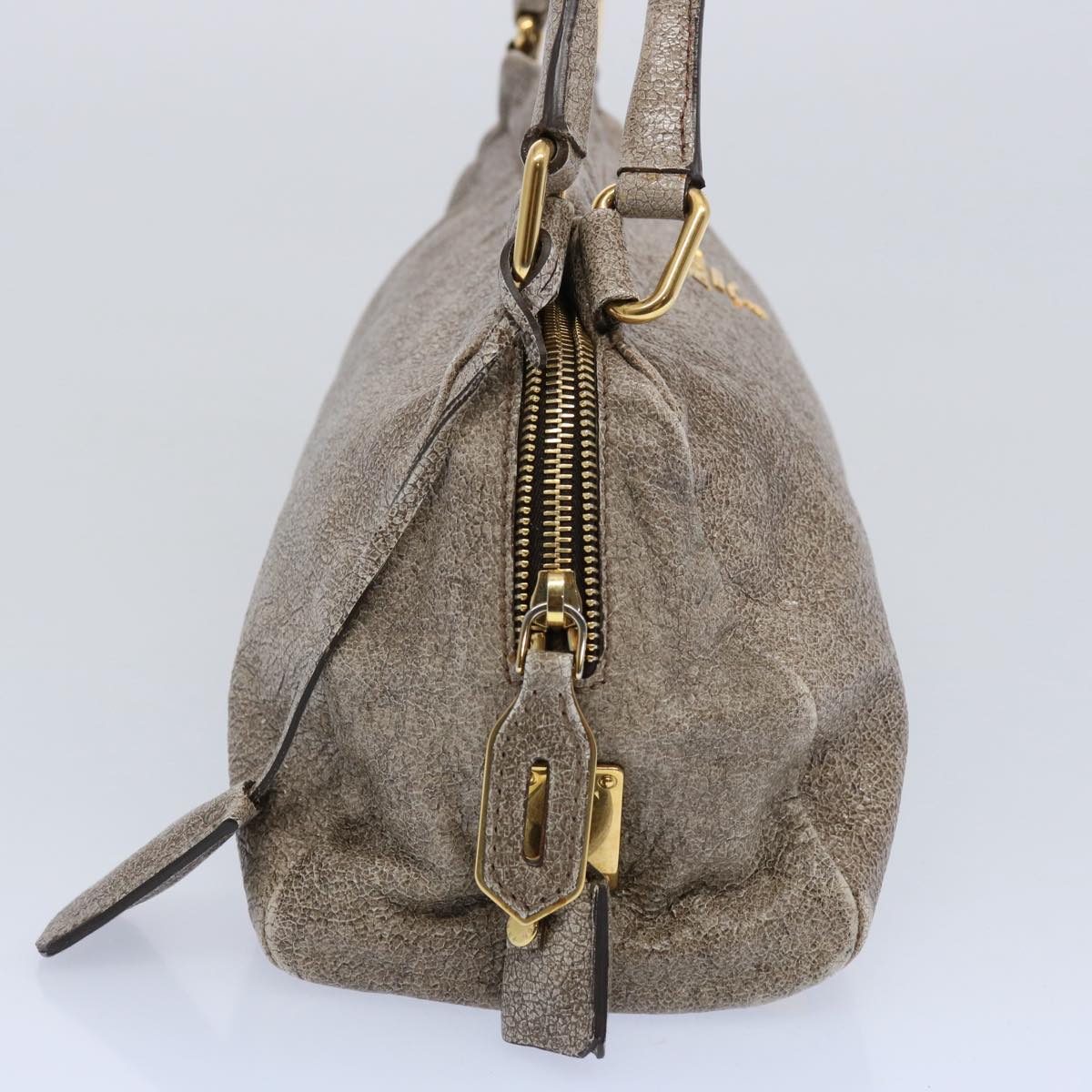 PRADA Tote Bag Leather Beige 61880