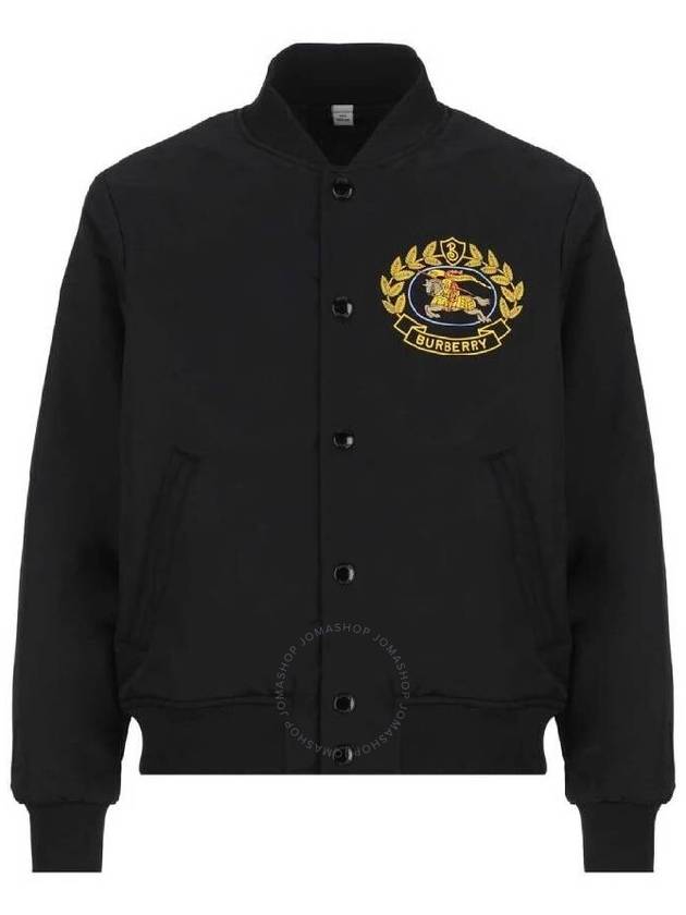 Burberry Kids Embroidered Logo Casual Bomber Jacket Black