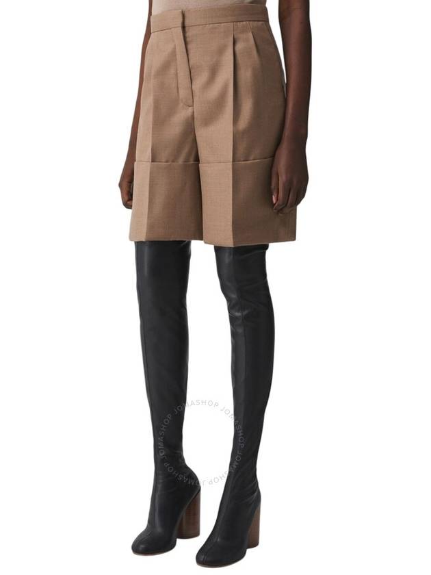 Burberry Burberry Ladies Deep Taupe Therry Cuff Detail Wool Tailored Shorts, Brand Size 10 (US Size 8)