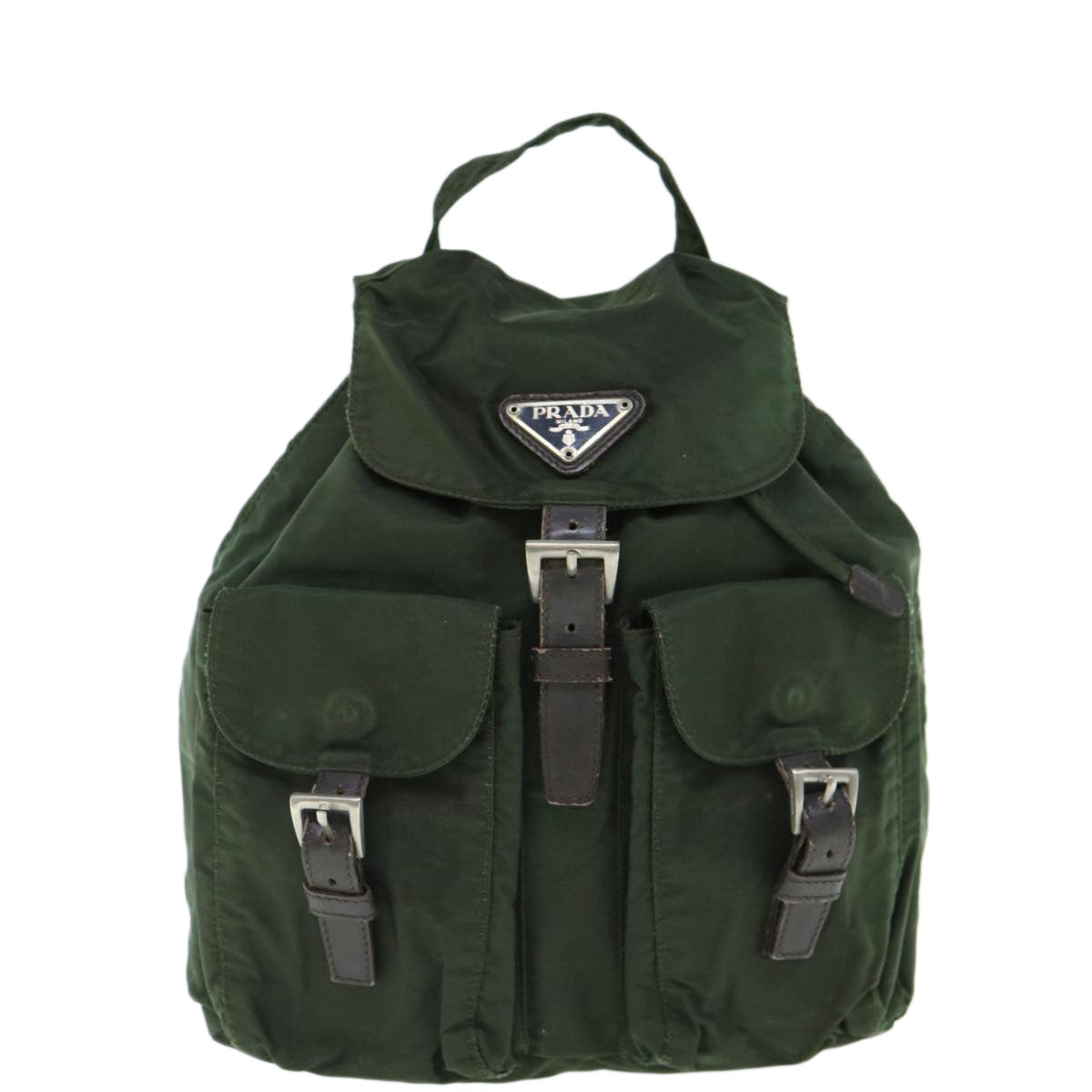 PRADA Backpack Nylon Khaki 62079