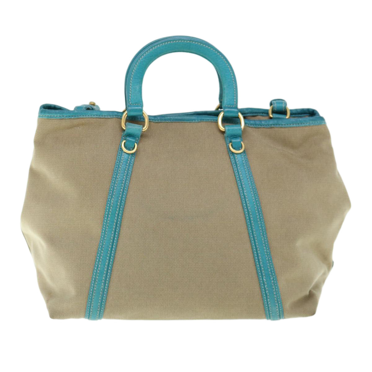 PRADA Hand Bag Canvas 2way Beige Blue 62240