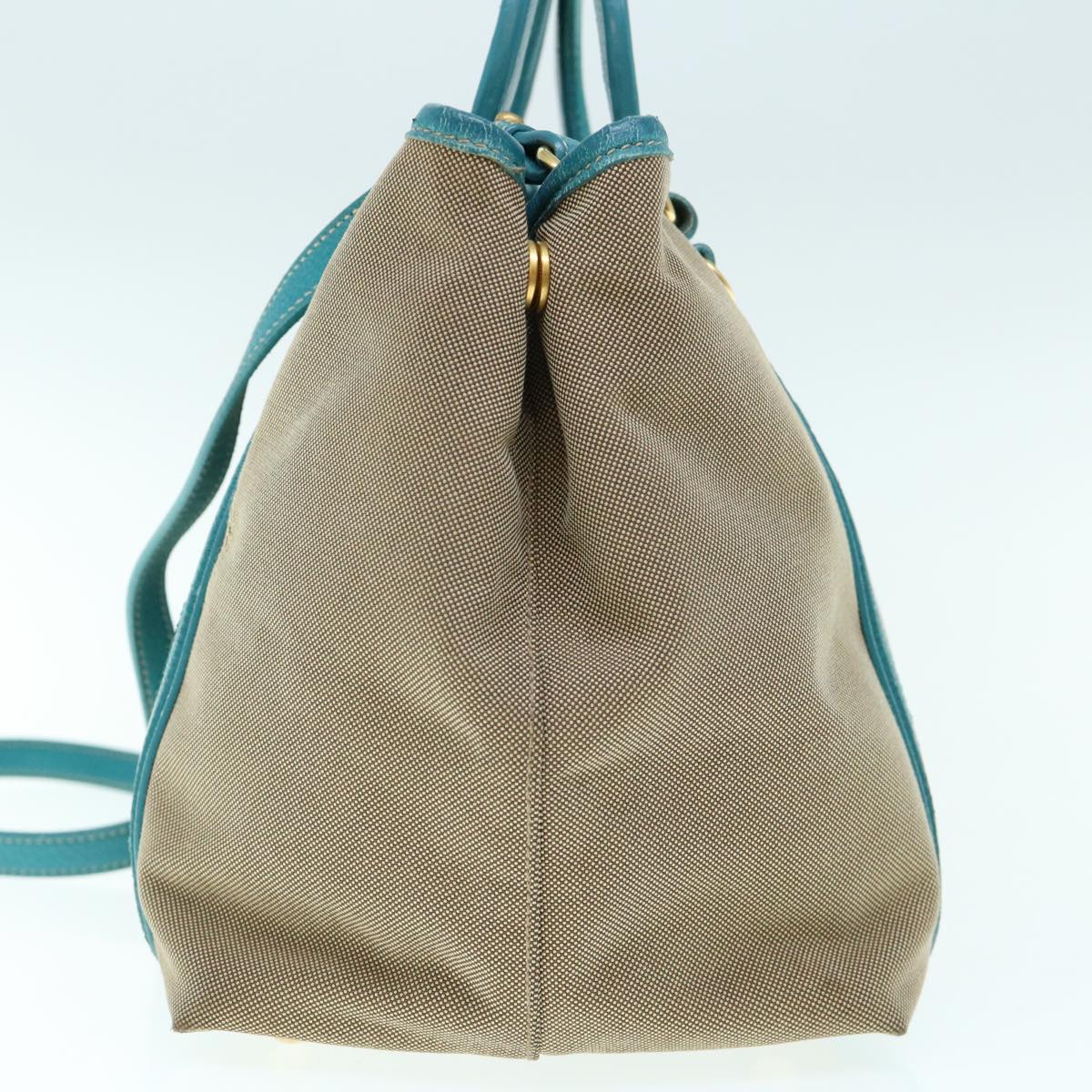 PRADA Hand Bag Canvas 2way Beige Blue 62240