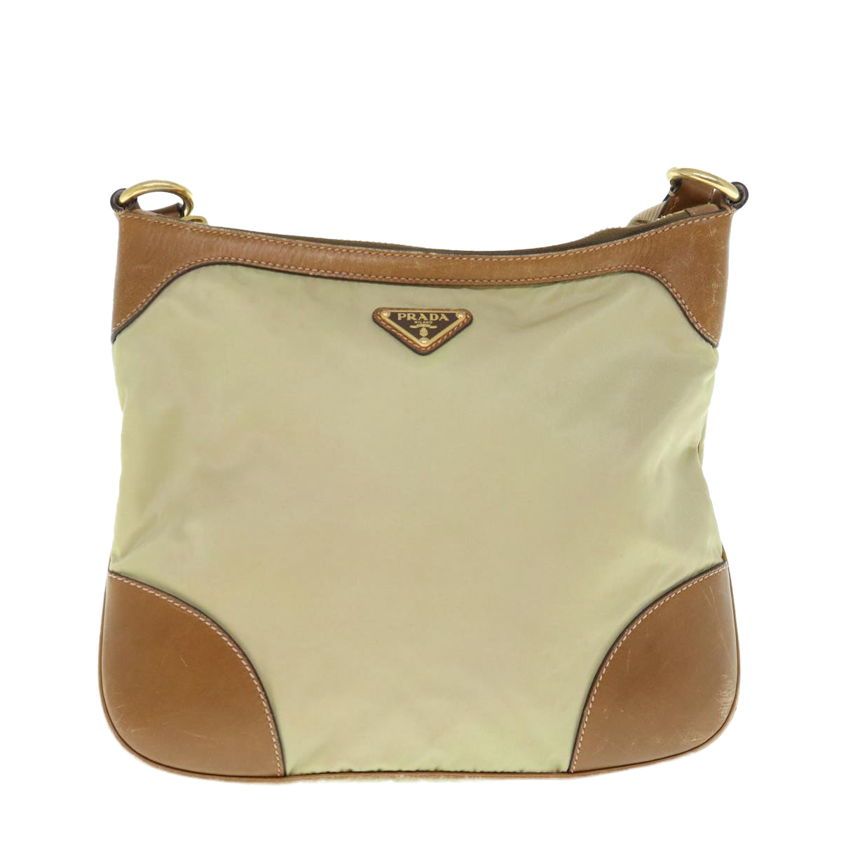 PRADA Shoulder Bag Nylon Beige 62328
