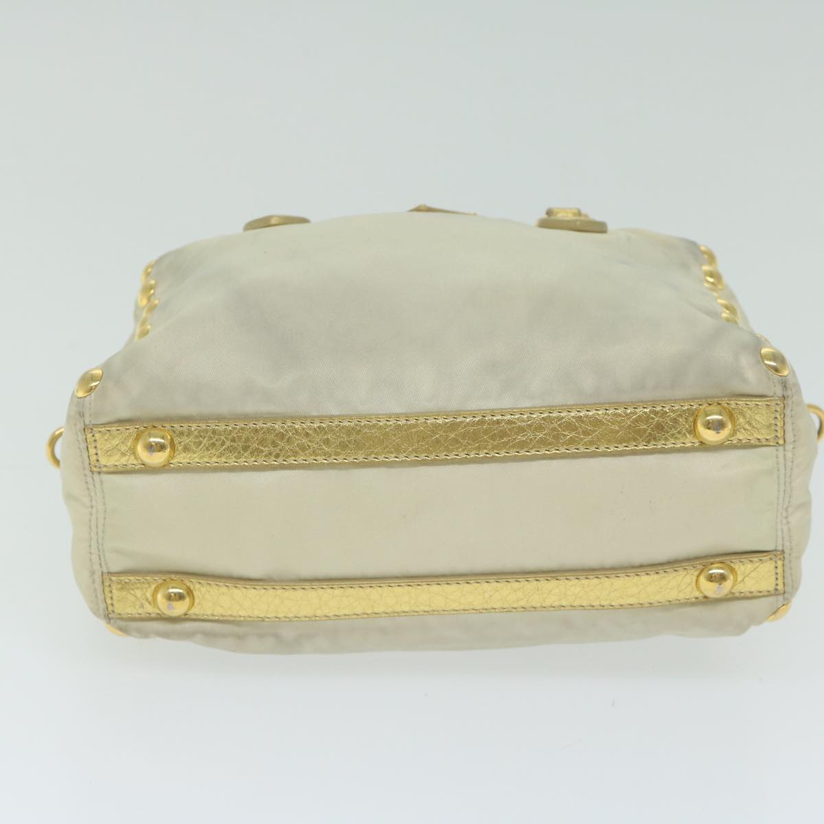 PRADA Hand Bag Nylon 2way Cream 62489