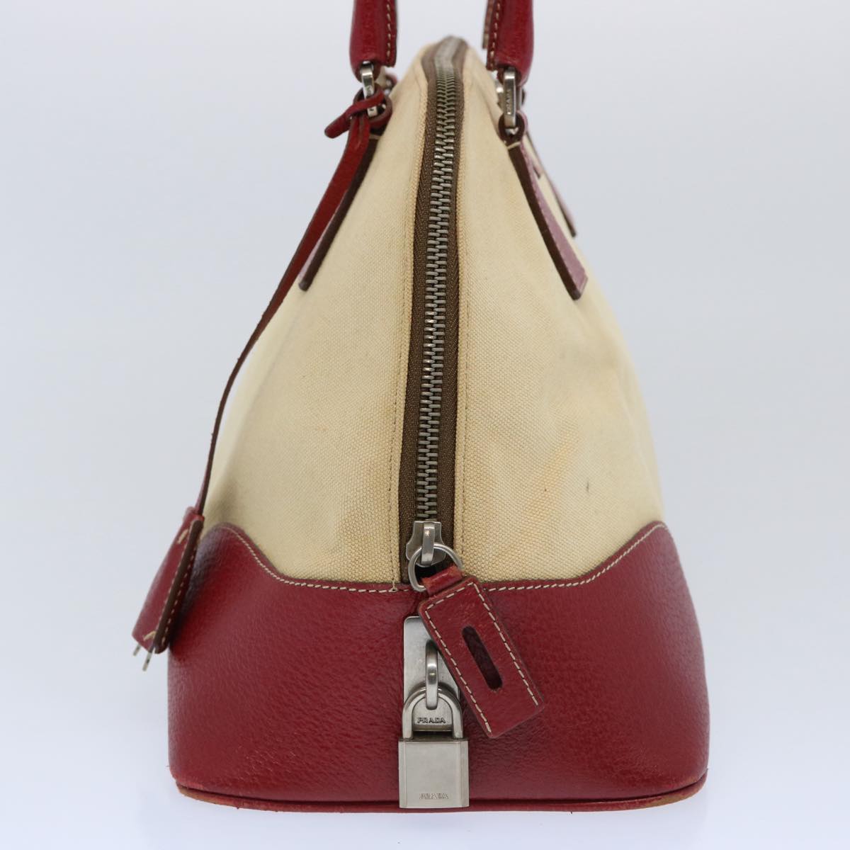 PRADA Hand Bag Canvas Beige 62507