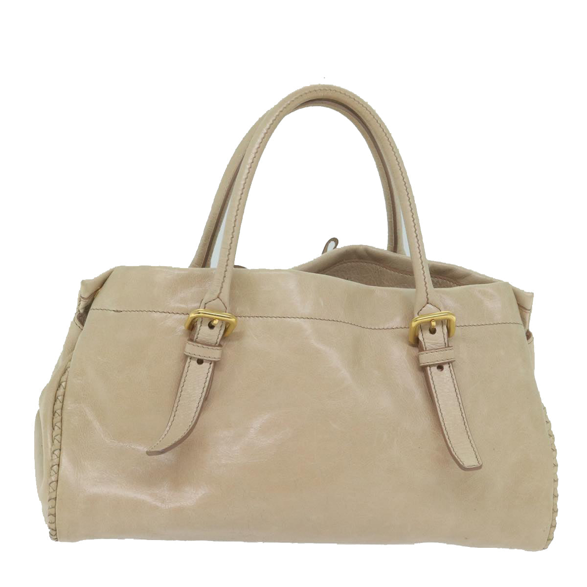 PRADA Hand Bag Leather 2way Beige 62596