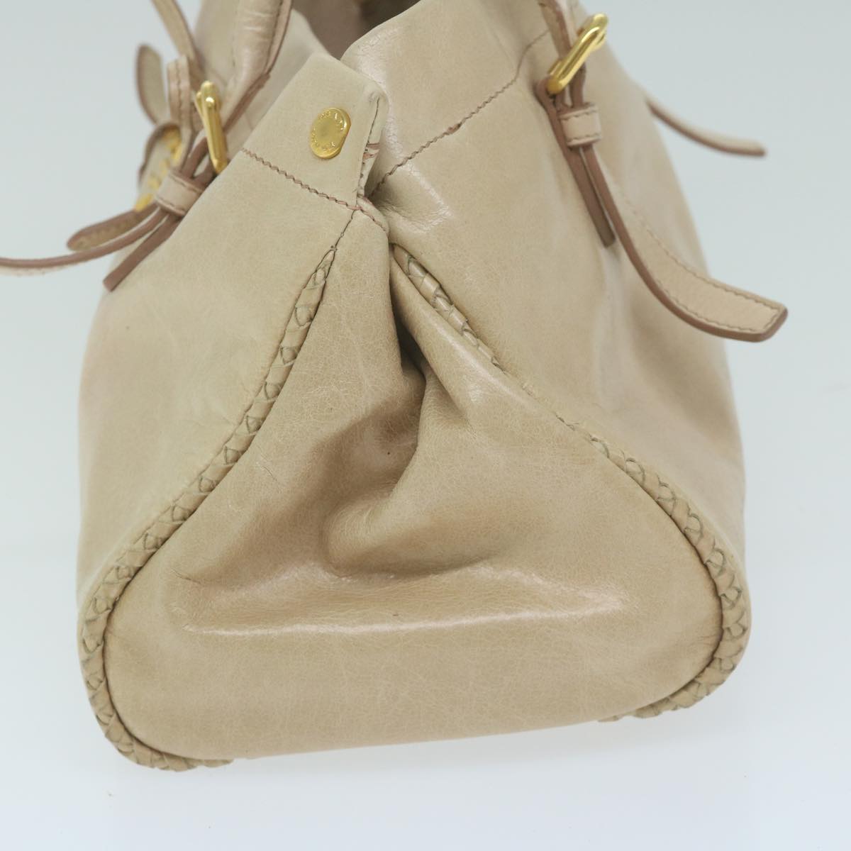 PRADA Hand Bag Leather 2way Beige 62596