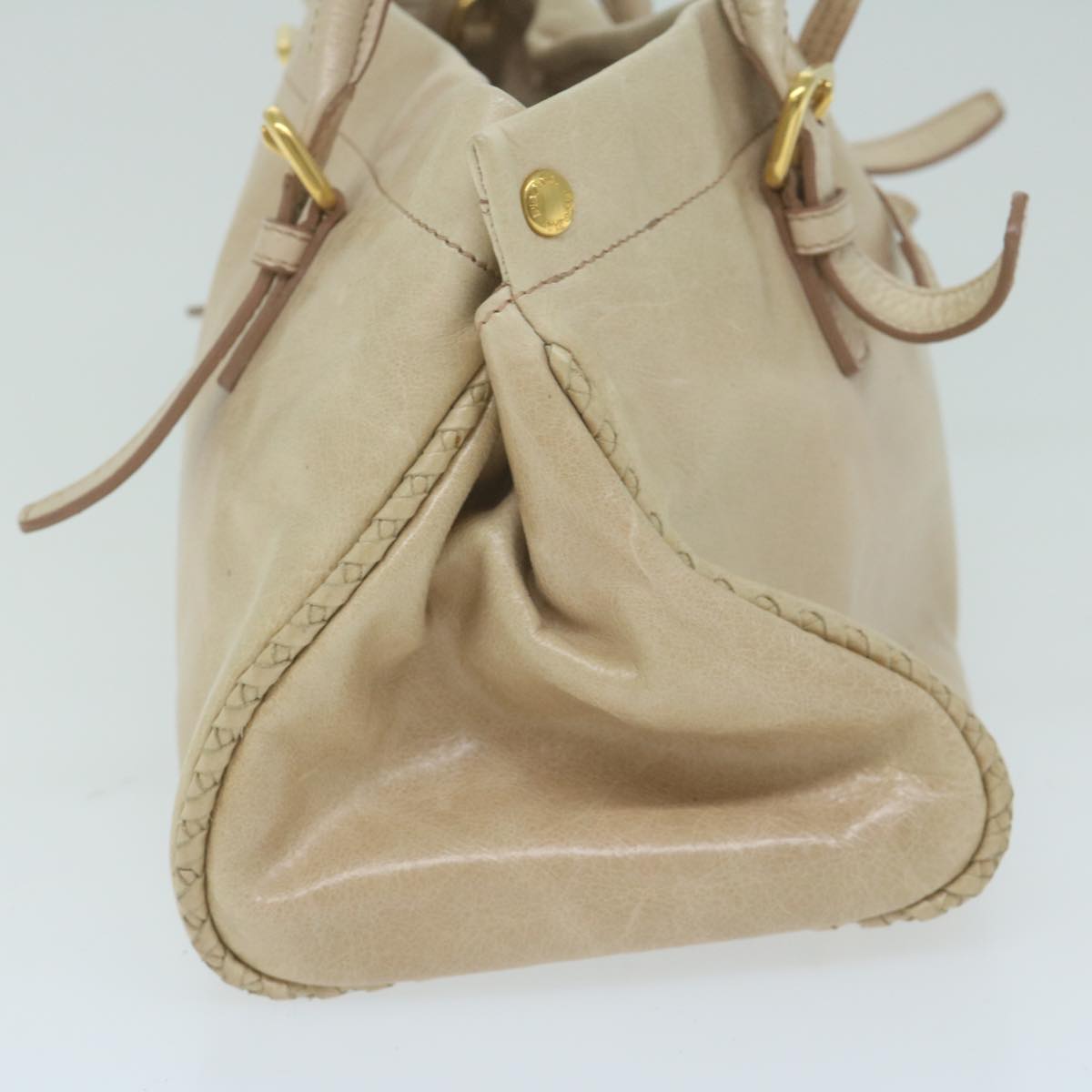 PRADA Hand Bag Leather 2way Beige 62596