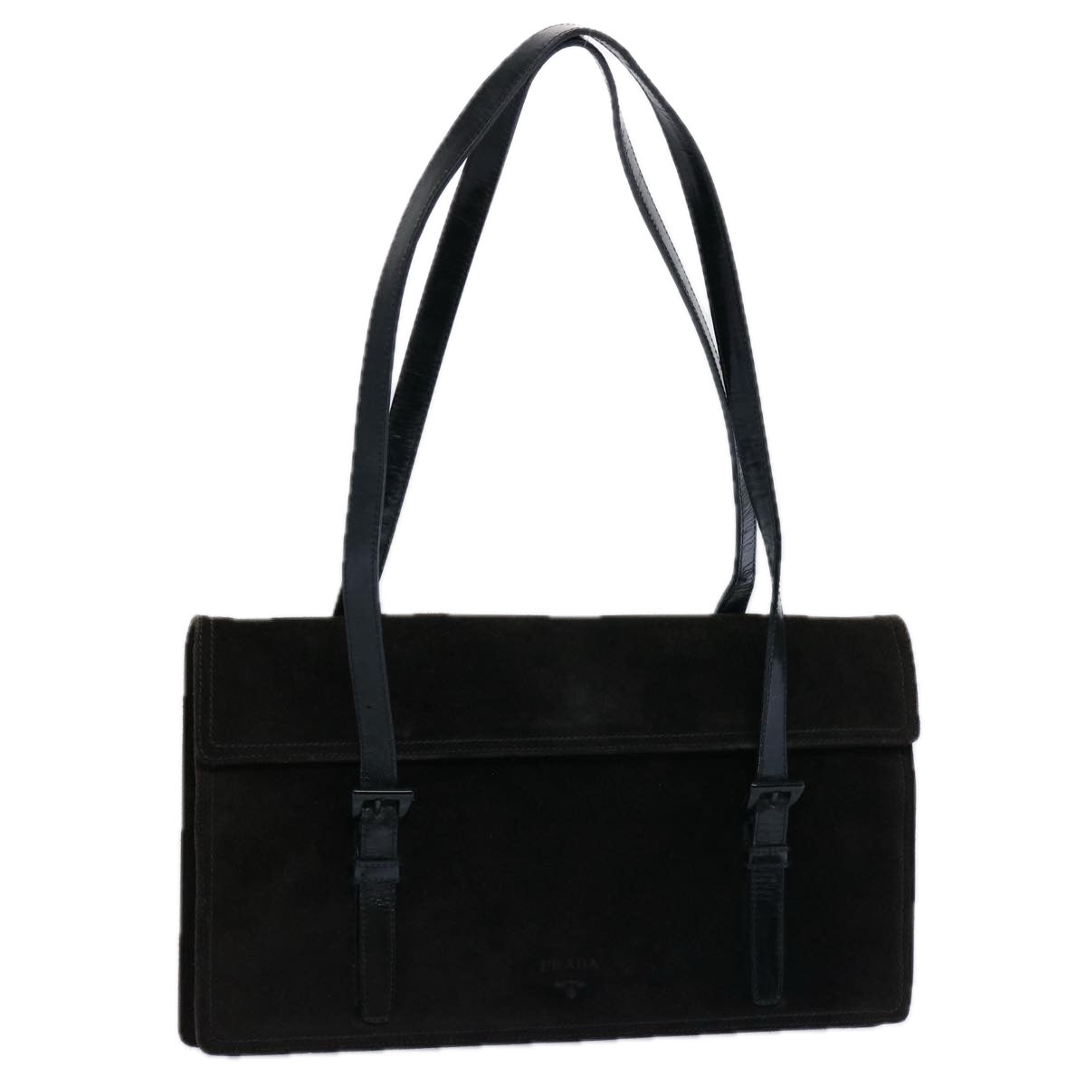 PRADA Hand Bag Suede Black 62597