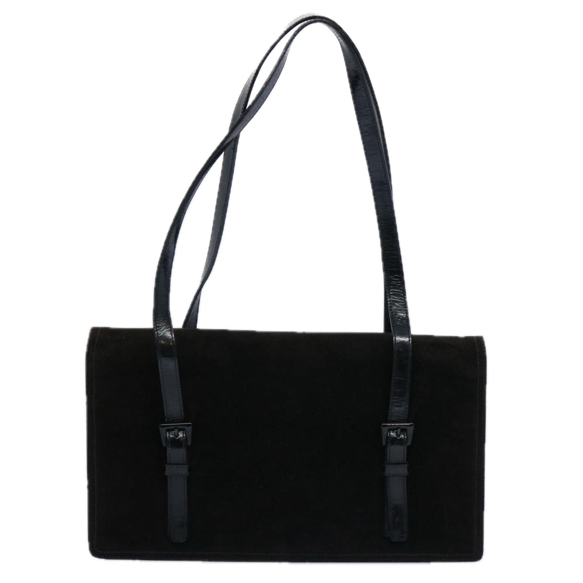 PRADA Hand Bag Suede Black 62597