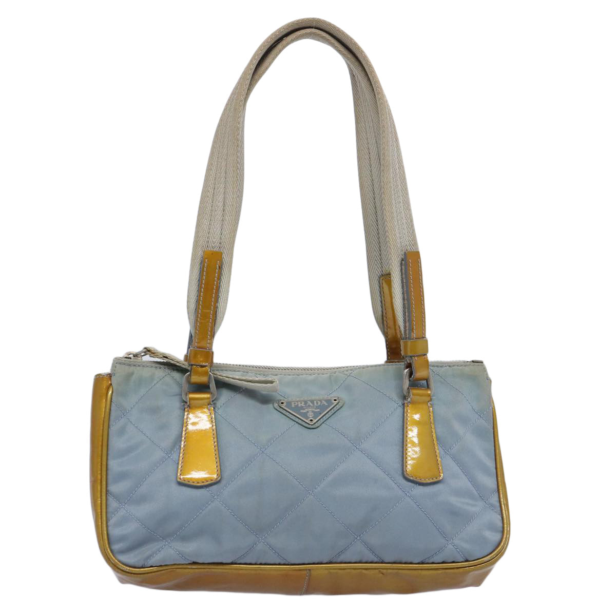 PRADA Hand Bag Nylon Enamel Light Blue 62677