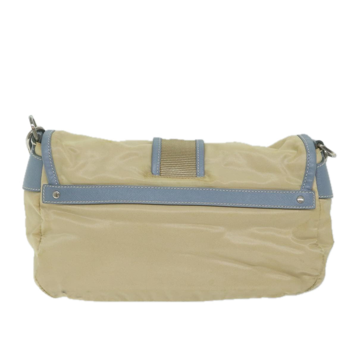 PRADA Shoulder Bag Nylon Beige Light Blue 62687