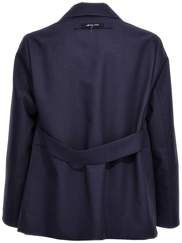 Fendi Single Breasted Wool Jacket Navy