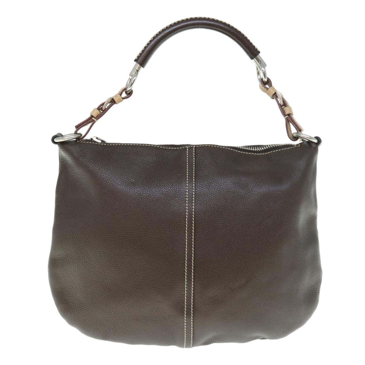 PRADA Shoulder Bag Leather Dark Brown 62933