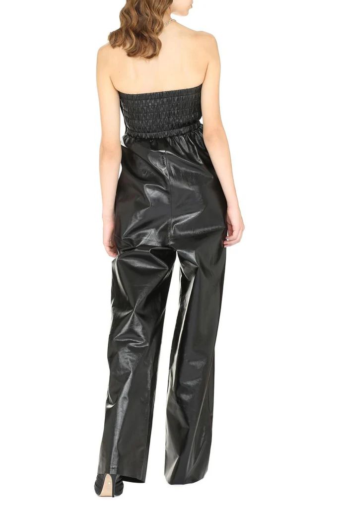 BOTTEGA VENETA Lamb Leather Shirred Bandeau Jumpsuit