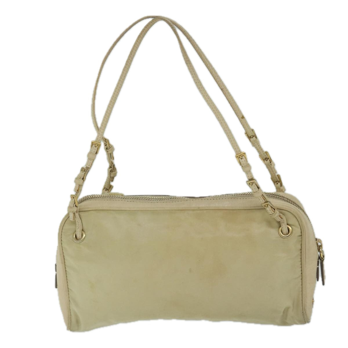 PRADA Hand Bag Nylon Cream 63161