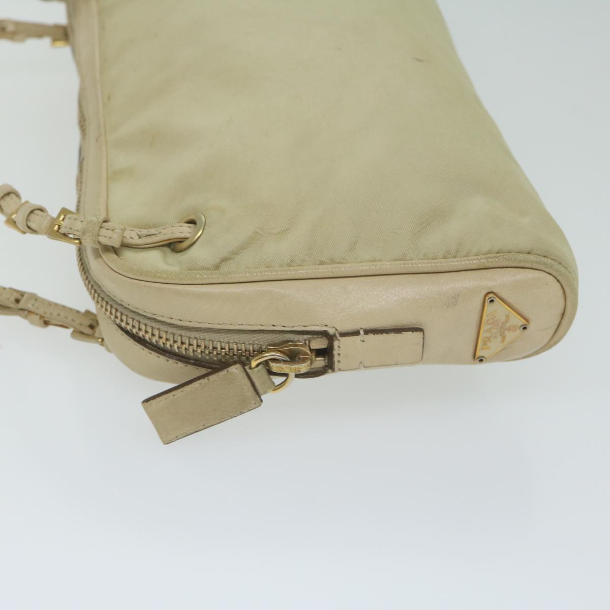 PRADA Hand Bag Nylon Cream 63161
