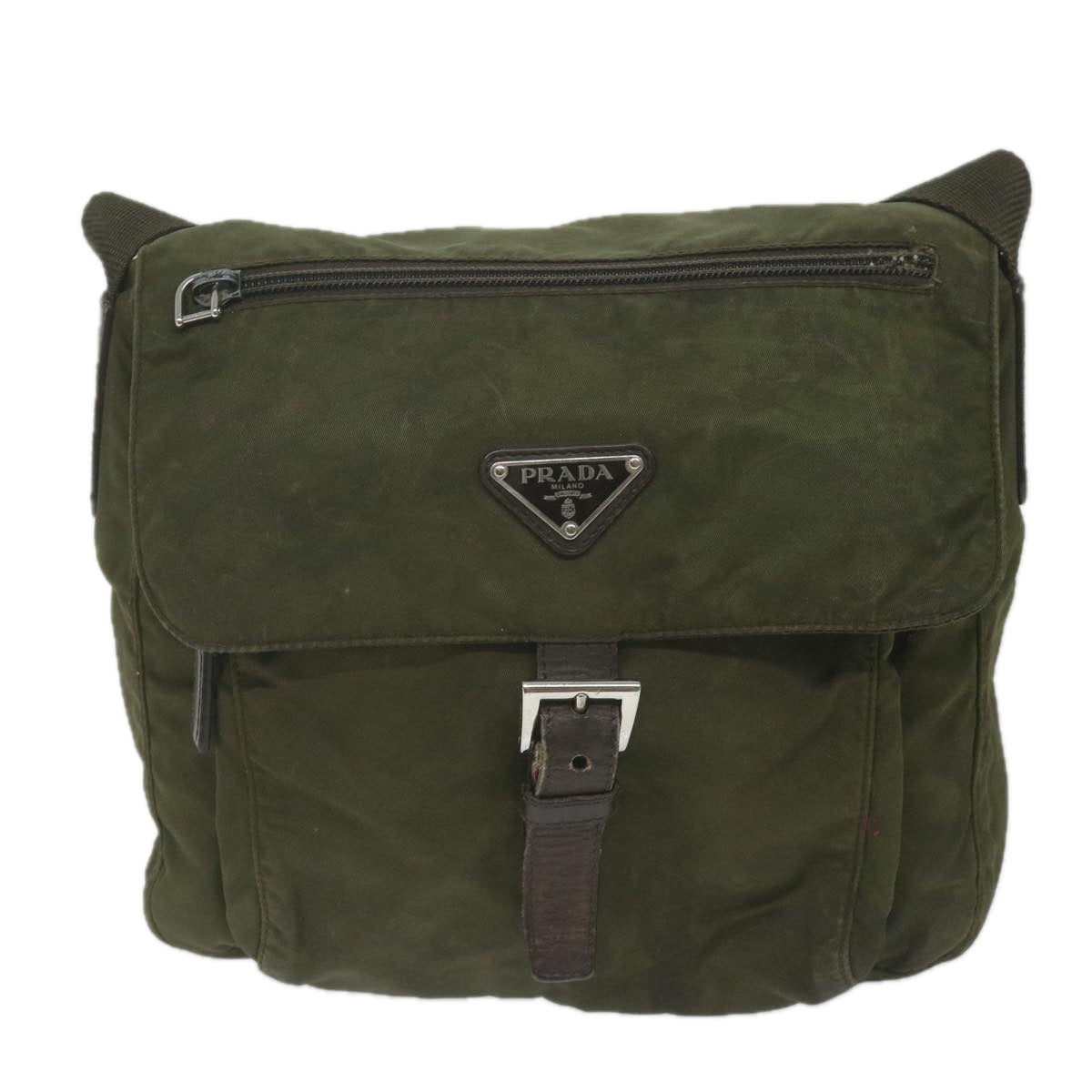 PRADA Shoulder Bag Nylon Khaki 63182