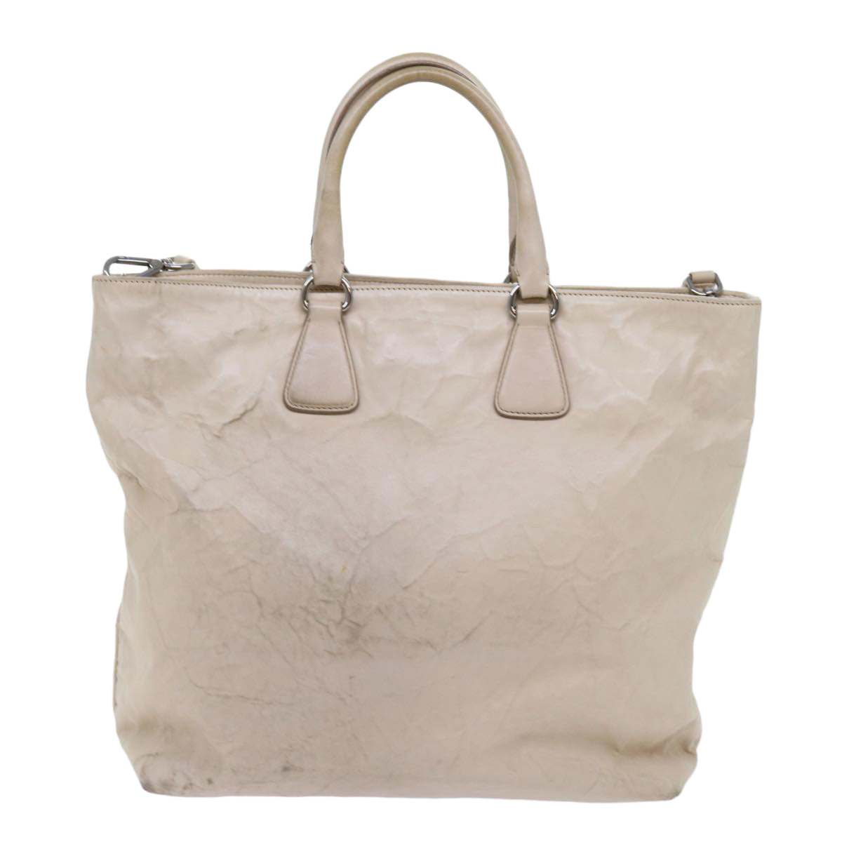 PRADA Hand Bag Leather 2way Beige 63197