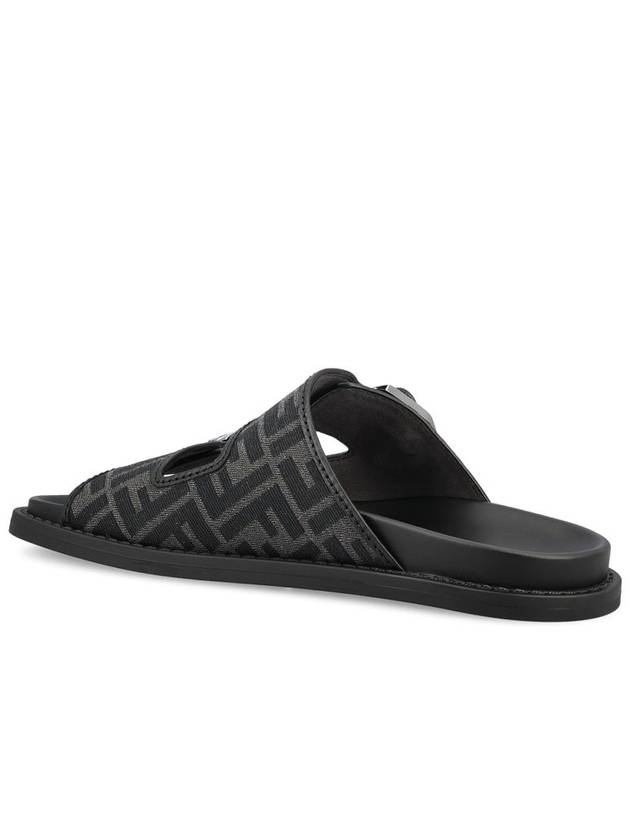 Fendi Men's Peel Jacquard Fabric Sandals Black