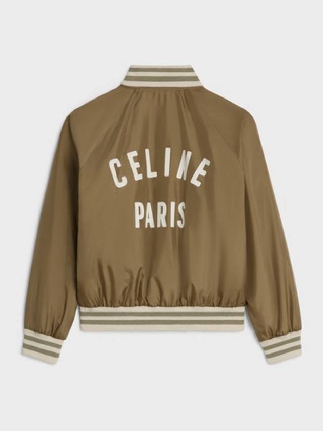 CELINE Paris Teddy Lightweight Nylon Bomber Jacket Caramel
