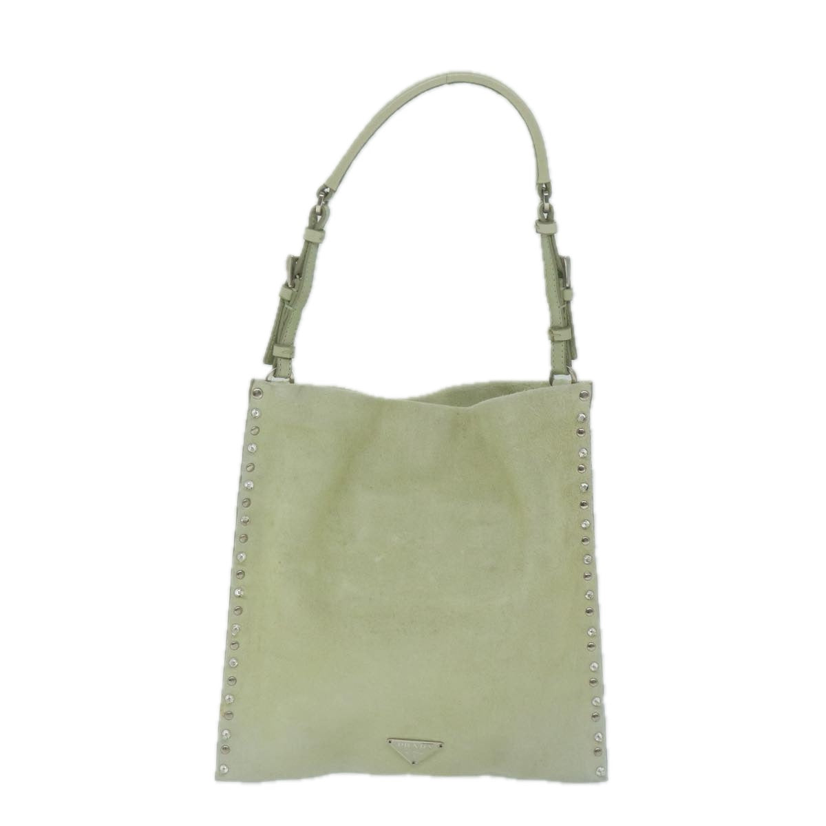 PRADA Hand Bag Suede Green 63978