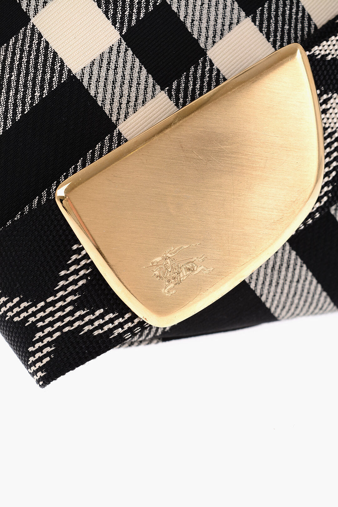 Burberry Checked Shield Messenger Crossbody Bag With Golden Details