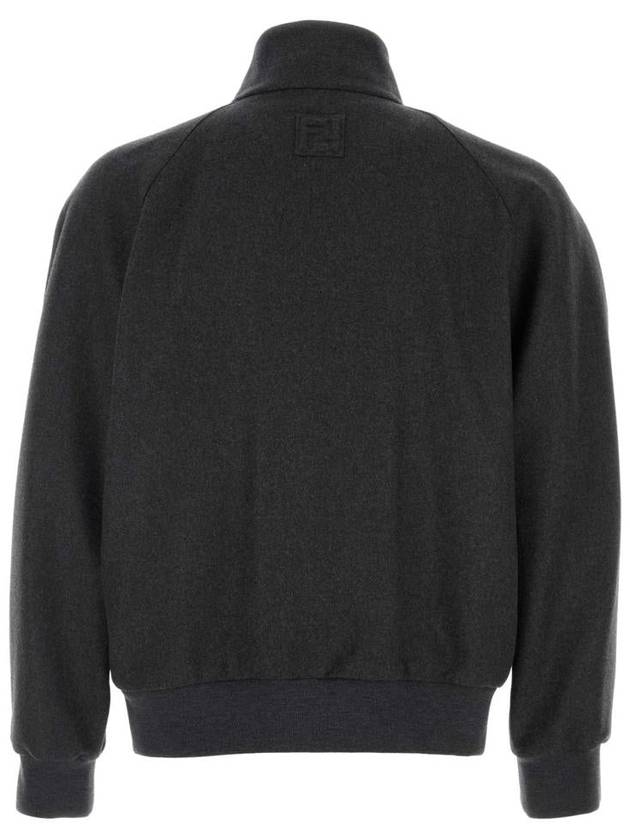 Fendi High Neck Cashmere Bomber Jacket Grey