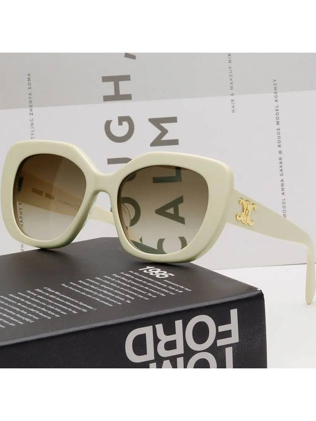 CELINE Eyewear Triomphe Square Sunglasses Ivory