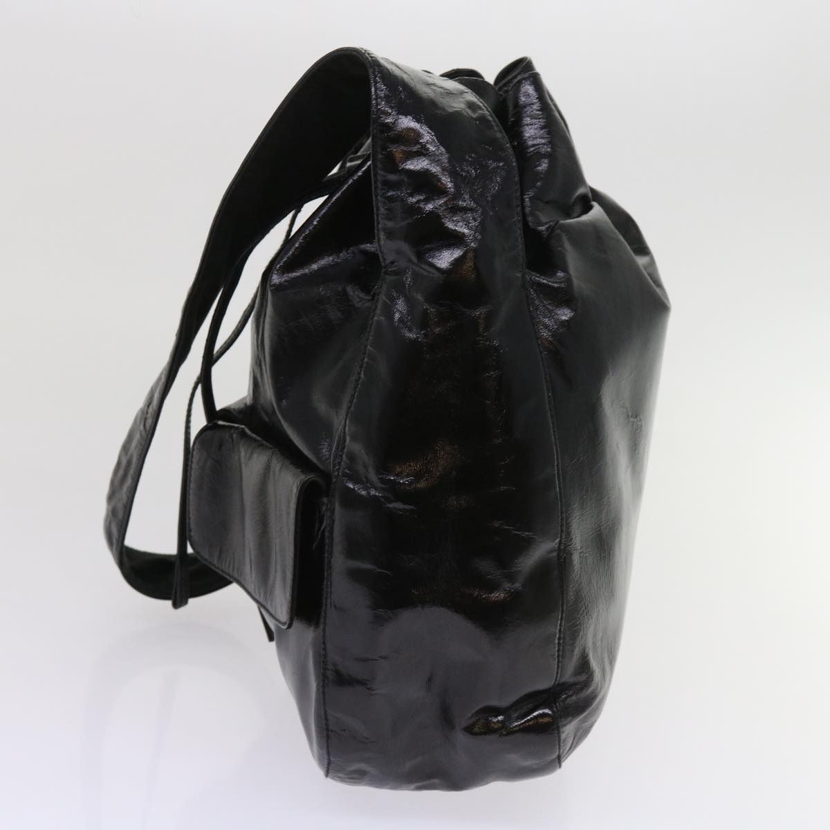PRADA Shoulder Bag Enamel Black 64474