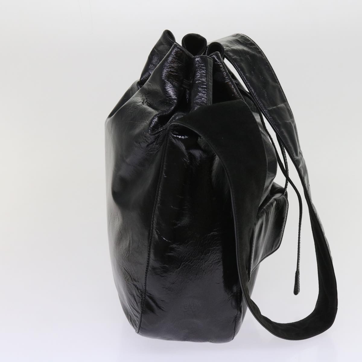 PRADA Shoulder Bag Enamel Black 64474