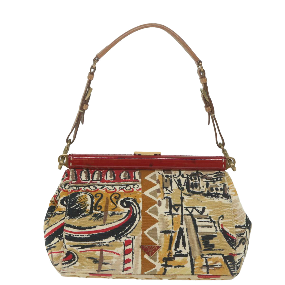 PRADA Shoulder Bag Canvas Beige 64559