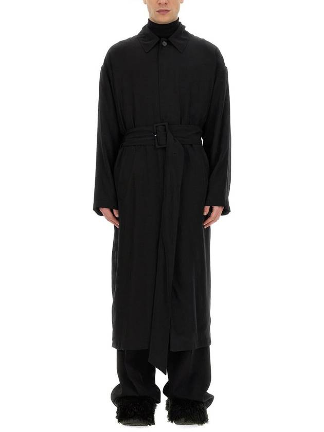Balenciaga Belted Maxi Trench Coat Black