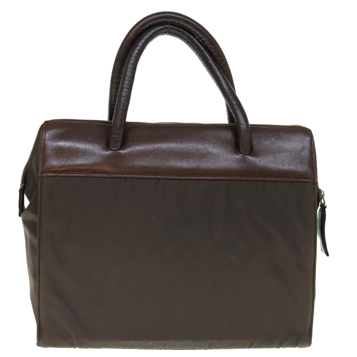 PRADA Hand Bag Nylon Leather Brown 64636