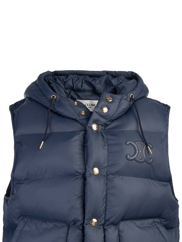 CELINE Triomphe Patch Hooded Down Vest Light Navy