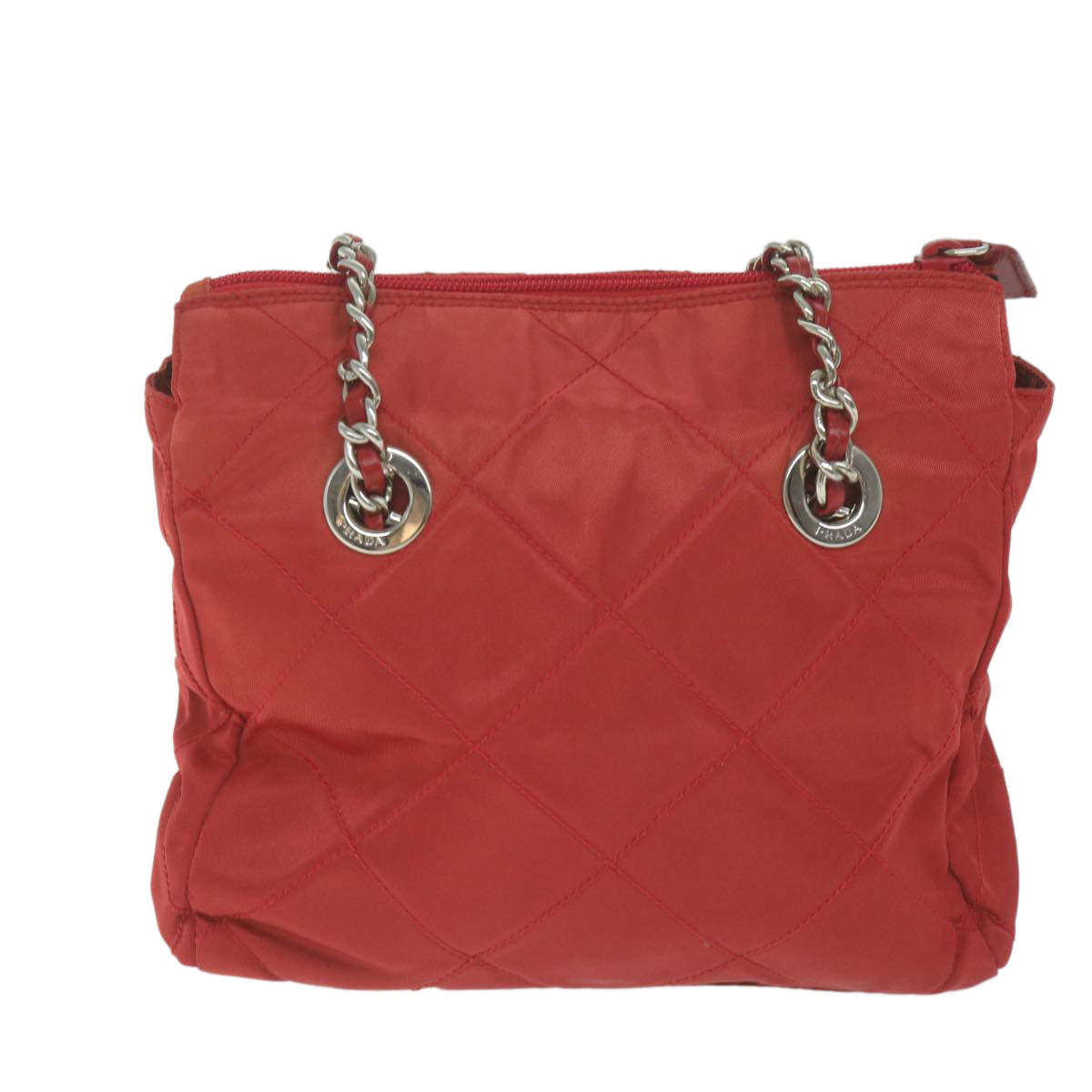 PRADA Chain Shoulder Bag Nylon Red 64948