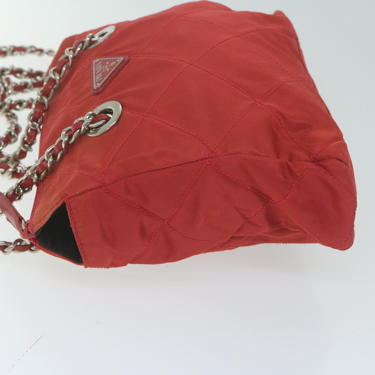 PRADA Chain Shoulder Bag Nylon Red 64948