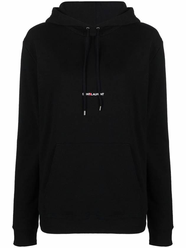 Saint Laurent Signature Logo Hooded Top Black
