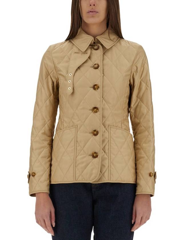 Burberry diamond quilted button jacket beige