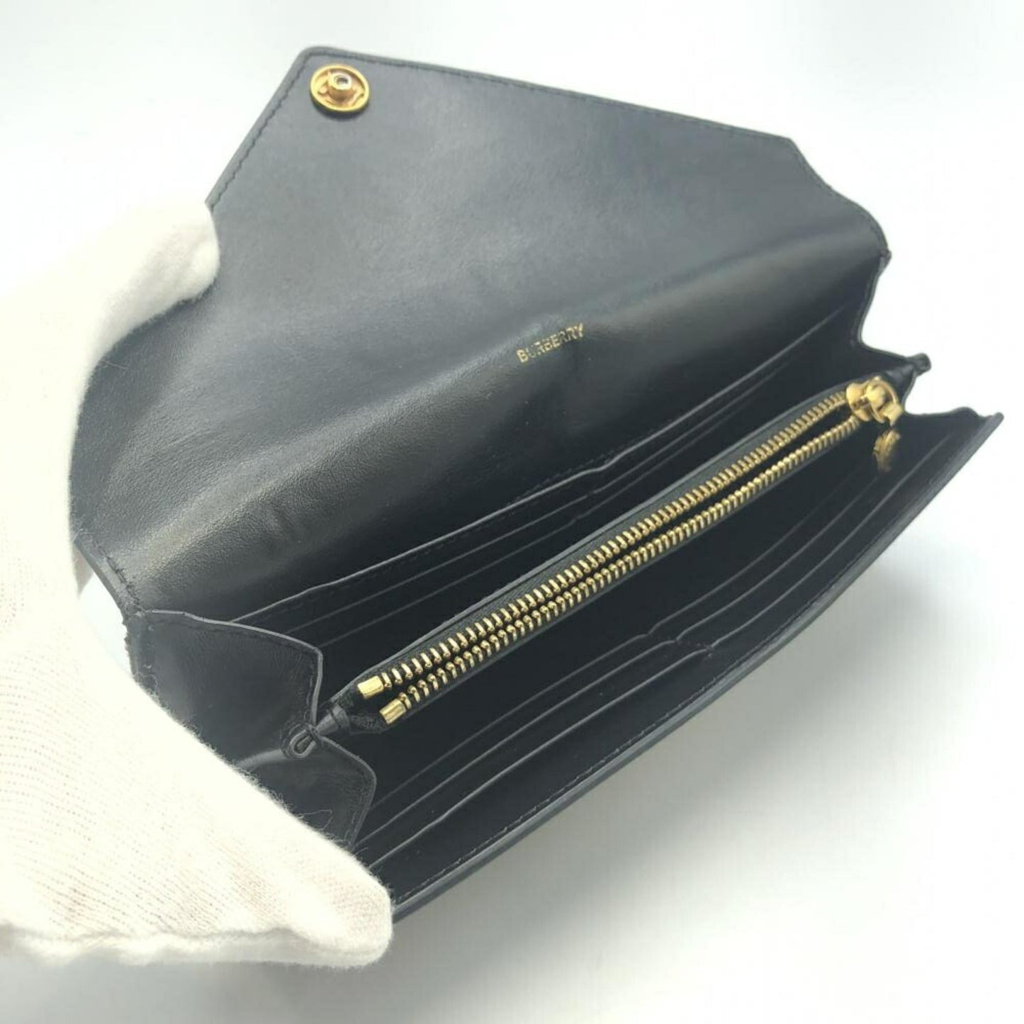 Burberry Navy Leather Long Wallet (Bi-Fold) ()