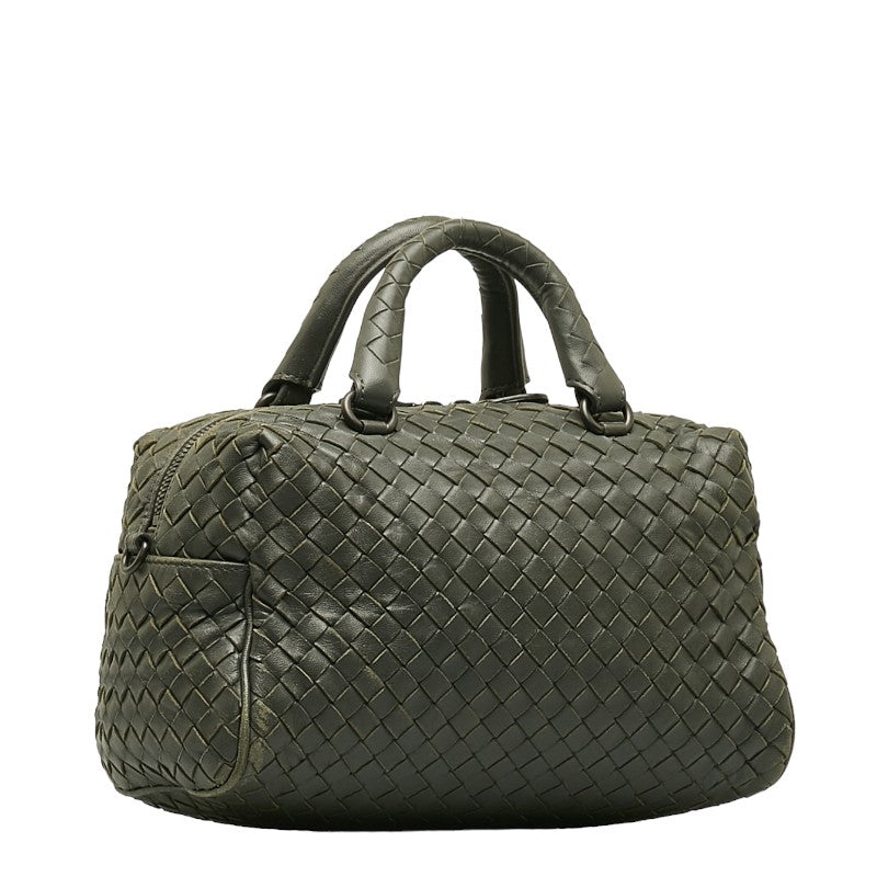 Bottega Veneta Intrecciato Mini Boston Bag in Leather Grey