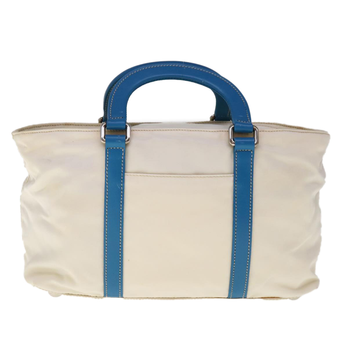 PRADA Hand Bag Nylon 2way White Blue 65542